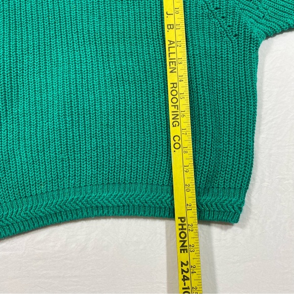 Crystal Knit Turtleneck Short-sleeved Sweater Teal  Cozy Thick Oversized… - Picture 7 of 8